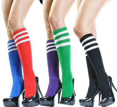 SOCKS 27 Colored Knee High  Socks-Stripes
